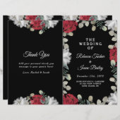 Elegant Red White Floral Greenery Wedding Programm (Voorkant / Achterkant)