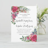 Elegant Red White Floral kerstbruiloft Invitat Kaart (Staand voorkant)