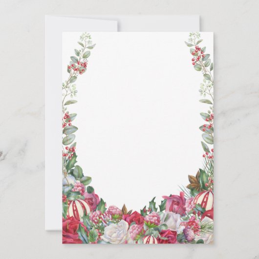 Elegant Red White Floral kerstbruiloft Kaart (Achterkant)