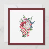 Elegant Red White Floral kerstbruiloft Square Kaart (Achterkant)