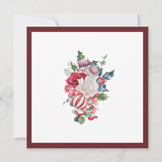 Elegant Red White Floral kerstbruiloft Square Kaart (Achterkant)