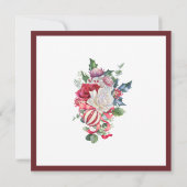 Elegant Red White Floral kerstbruiloft Square Kaart (Achterkant)