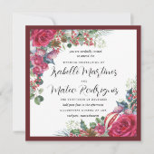 Elegant Red White Floral kerstbruiloft Square Kaart (Voorkant)