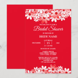 Elegant Red White Floral Vrijgezellenfeest Party Kaart