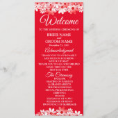 Elegant Red White Floral Wedding Programmakaart (Voorkant)