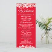 Elegant Red White Floral Wedding Programmakaart (Staand voorkant)