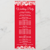 Elegant Red White Floral Wedding Programmakaart (Achterkant)