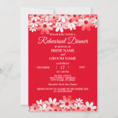 Elegant Red White Floral Wedding Rehearsal Dinner Kaart (Voorkant)