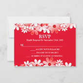 Elegant Red White Floral Wedding RSVP Kaartje (Voorkant)