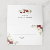 Elegant Red White Floral Wedding Table Plaatskaartje (Buitenkant ongevouwen)