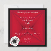 Elegant Red White Flower Black 60th Birthday Party Kaart (Achterkant)