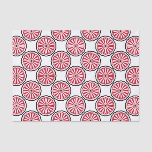 Elegant Red & White Geometric Pattern Tissuepapier (Voorkant)
