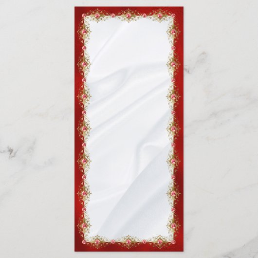 Elegant Red White Gold Monogram Weddenschap Menu (Achterkant)