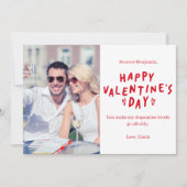 Elegant Red White HAPPY Valentine's Day Photo Feestdagenkaart (Voorkant)