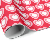 Elegant Red White Hearts Valentijnsdag Pattern Cadeaupapier (Rol Hoek)