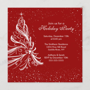 Elegant Red & White Holiday Kerstfeest Kaart