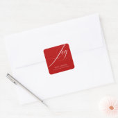 Elegant Red White Joy Script Vierkante Sticker (Envelop)