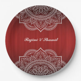 Elegant Red White Mandala Indian Hindu Wedding Papieren Bordje