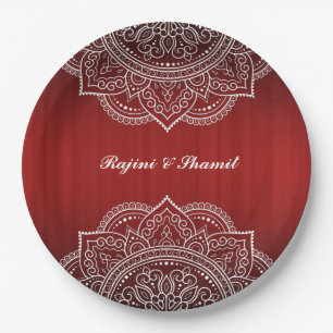 Elegant Red White Mandala Indian Hindu Wedding Papieren Bordje