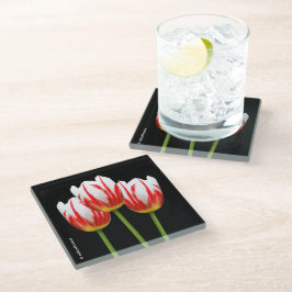 Elegant Red White Maple Leaf Tulips Glazen Onderzetter