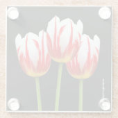 Elegant Red White Maple Leaf Tulips Glazen Onderzetter (Achterkant)