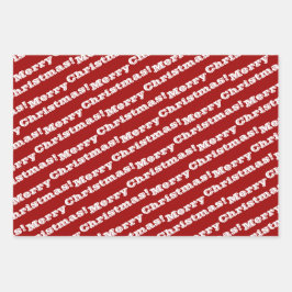 Elegant Red White Merry Prettige feestdagen kerst Inpakpapier Vel
