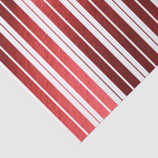 Elegant Red White Metallic Snoep Striped Tissuepapier (Detail)