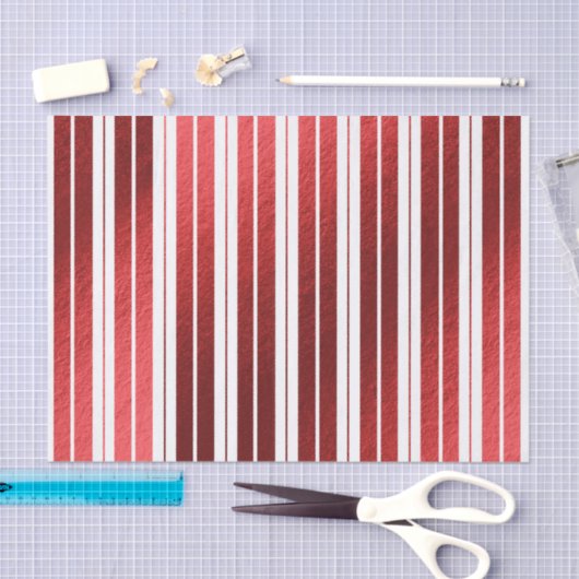 Elegant Red White Metallic Snoep Striped Tissuepapier (Craft)