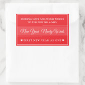  Elegant Red & White “New Year Newlyweds” Rechthoekige Sticker (Tas)