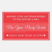  Elegant Red & White “New Year Newlyweds” Rechthoekige Sticker (Voorkant)