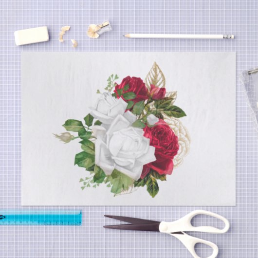 Elegant Red White Rose Bouquet Tissuepapier (Craft)