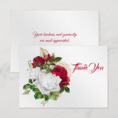 Elegant Red White Roses Bouquet Bedankkaart (Voorkant / Achterkant)