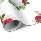Elegant Red White Roses Bouquet Cadeaupapier (Rol Hoek)