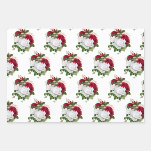 Elegant Red White Roses Bouquet Inpakpapier Vel (Voorkant 2)