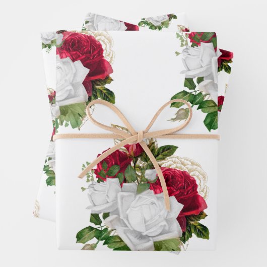 Elegant Red White Roses Bouquet Inpakpapier Vel (In situ)