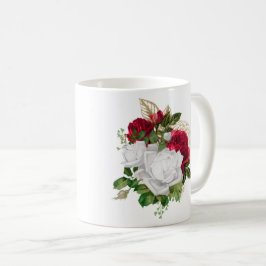Elegant Red White Roses Bouquet Name Koffiemok