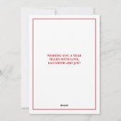 Elegant Red & White Snow 3 Foto Wenskaart Feestdagenkaart (Achterkant)