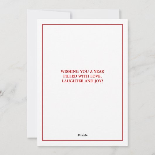 Elegant Red & White Snow 3 Foto Wenskaart Feestdagenkaart (Achterkant)