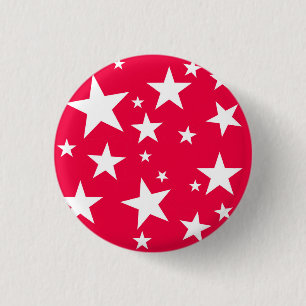 Elegant Red White Stars Sjabloon voor kerstmis Ronde Button 3,2 Cm