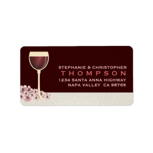 Elegant Red Wine & Blossom Large Address Label