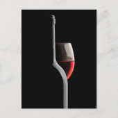 Elegant Red Wine Glass & Bottle. Black Background Briefkaart (Voorkant)