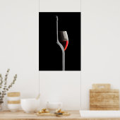 Elegant Red Wine Glass & Bottle. Black Background Poster (Keuken)
