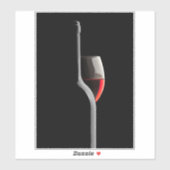 Elegant Red Wine Glass & Bottle. Black Background Sticker (Vel)