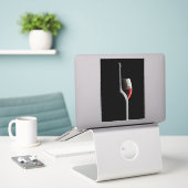 Elegant Red Wine Glass & Bottle. Black Background Sticker (Laptop op bureau)