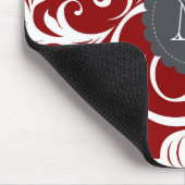 Elegant Red Wine Monogram Floral Wallpaper Muismat (Hoek)