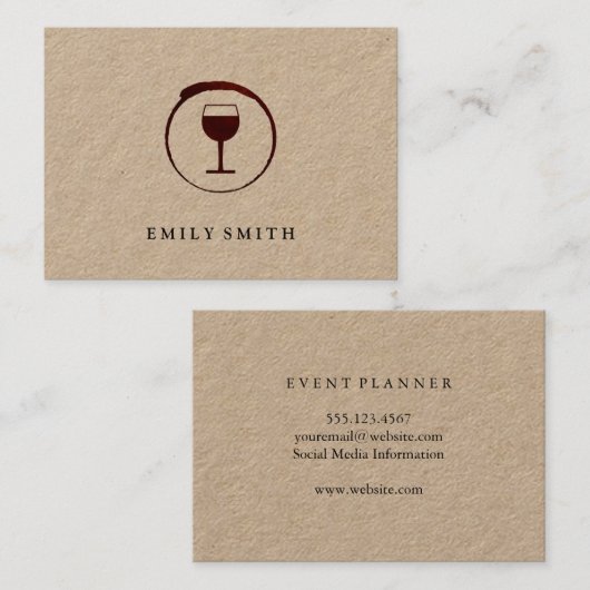 Elegant Red Wine Stain met wijnglas Visitekaartje (Voorkant / Achterkant)