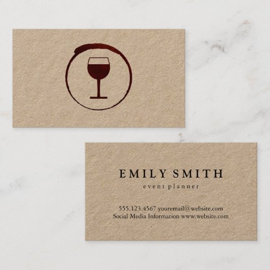 Elegant Red Wine Stain met wijnglas Visitekaartje (Voorkant / Achterkant)