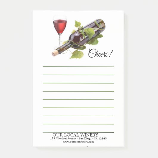 Elegant Red Wine Vineyard Winery Post-it Notes (Voorkant)
