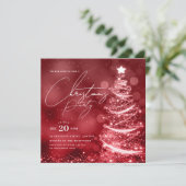 ELEGANT Red Winter Christmas Tree Party  Kaart (Staand voorkant)