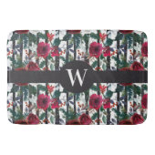 Elegant Red Winter Roos Black Stripe Pattern Badmat (Voorkant)